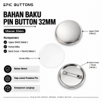 Bahan Pin Button 32mm Metal Back Cover | Blank Pin Button 32mm Set Upper Shell Mylar Peniti untuk Mesin Press Bahan Pin Button 32mm Metal Back Cover | Blank Pin Button 32mm Set Upper Shell Mylar Peniti untuk Mesin Press